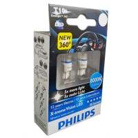 Автолампа светодиодная PHILIPS T10 W5W X-TREMEVISION 360 LED 8000K 12V 1W (2шт.)